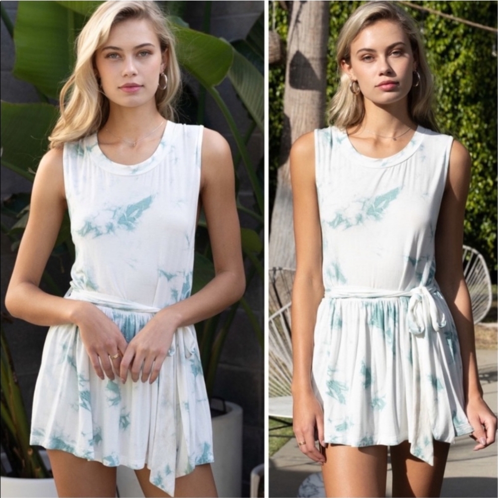 POL Brown and Black Tie-Dye Mini Dress Large / Tunic Top